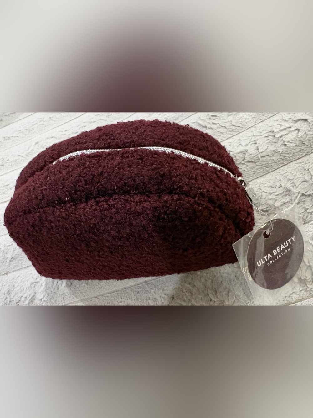 Ulta Beauty Burgundy Textured Cosmetic Bag